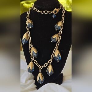 Vintage Plunder Jewelry Retired Necklace and Bracelet Blue Bells
